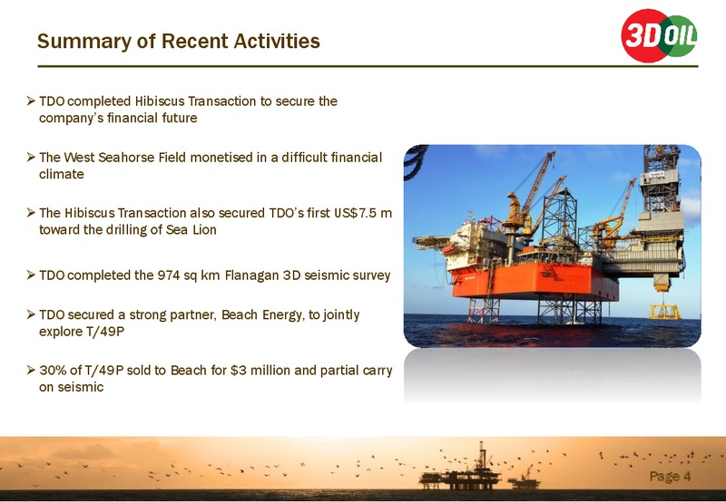 April 2015 Investor Presentation – 3d Oil Limited – slide 3