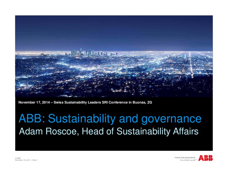 Swiss Sustainability Leaders SRI Conference – Abb Oil Company Inc – slide 1