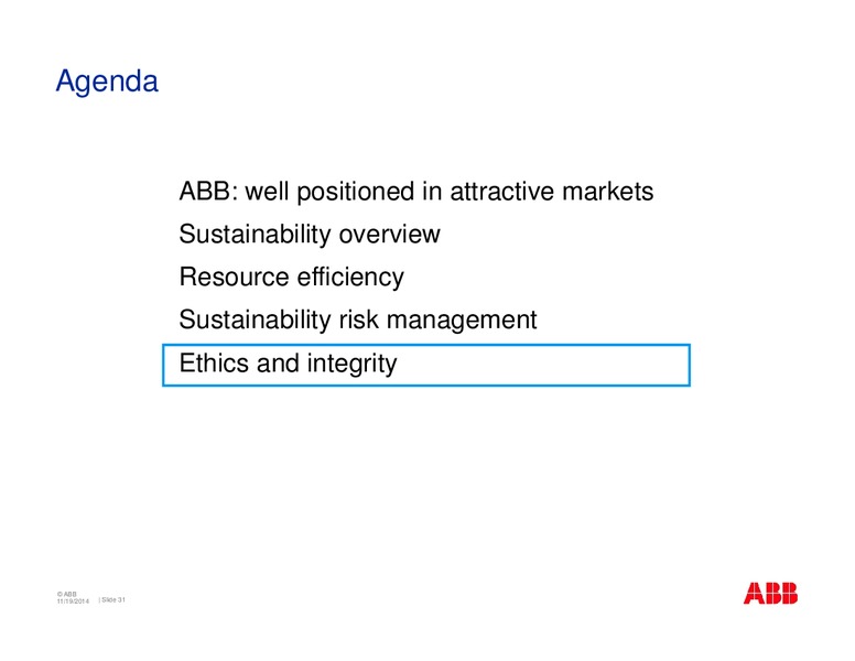 Exane 2nd SRI Conference – Abb Oil Company Inc – slide 31