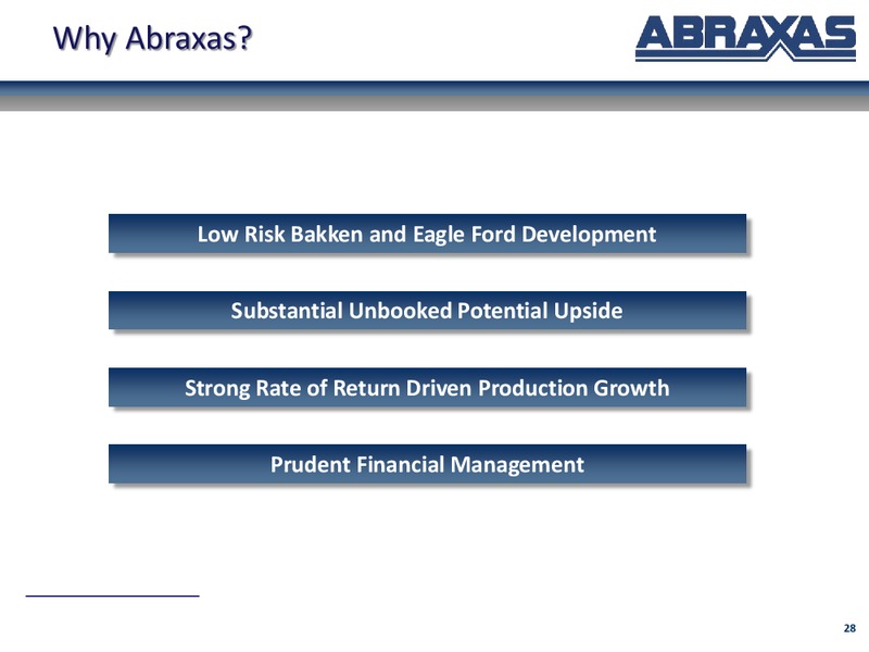 October 2014 Corporate Update – Abraxas Petroleum Corp. – slide 27