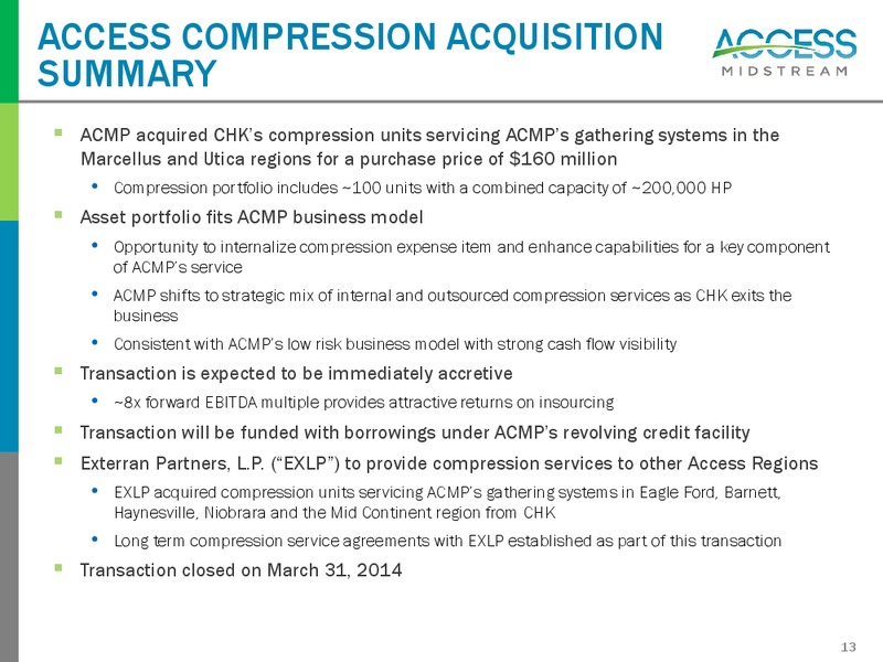 July and August 2014 Investor Presentation – Access Midstream Partners, L.P. – slide 12