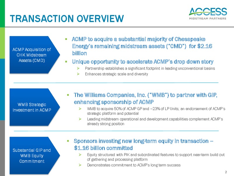Chesapeake Midstream Development Acquisition – Access Midstream Partners, L.P. – slide 2