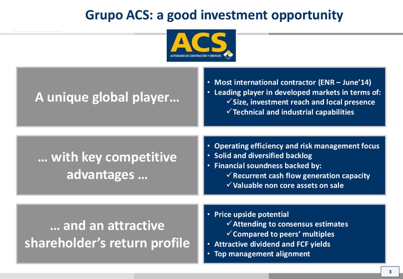 October 2014 Investor Presentation – ACS Group – slide 3