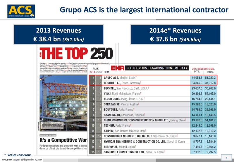October 2014 Investor Presentation – ACS Group – slide 4