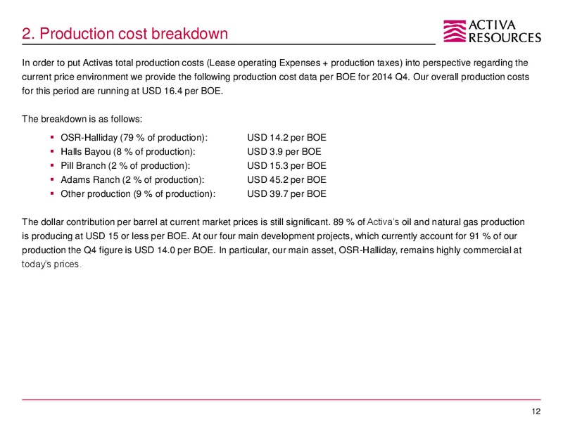 January 2015 Investor Presentation – Activa Resources Ag – slide 11