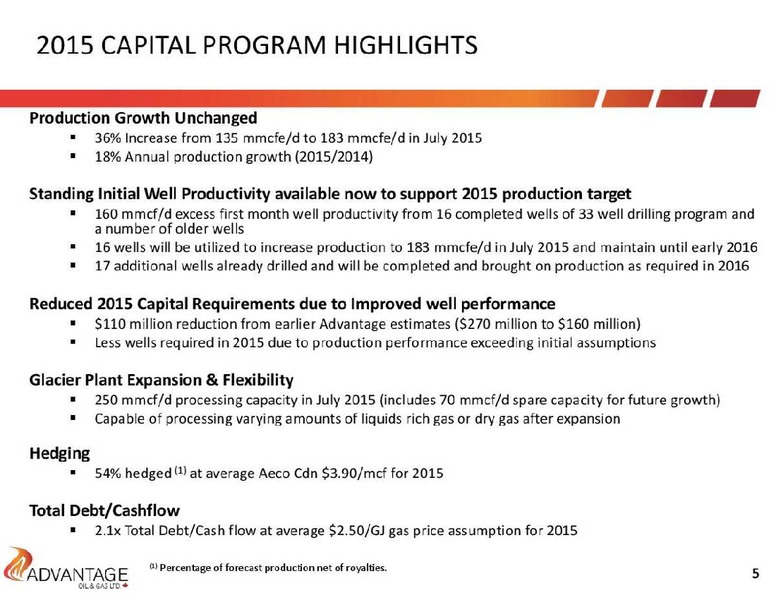 March 2015 Investor Presentation – Advantage Oil & Gas Ltd. – slide 5