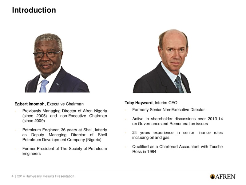 H1 2014  RESULTS – Afren Plc – slide 3