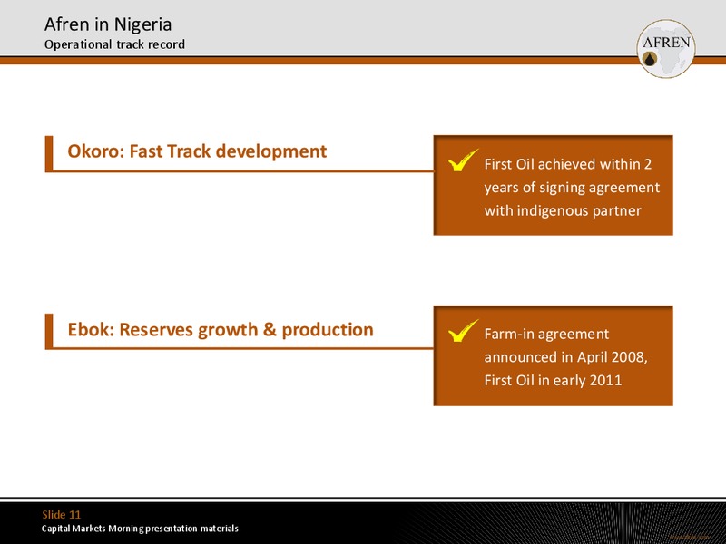 January 2012 Investor Presentation – Afren Plc – slide 10