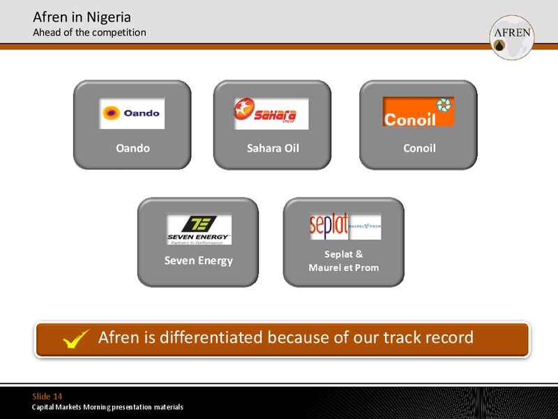 January 2012 Investor Presentation – Afren Plc – slide 13