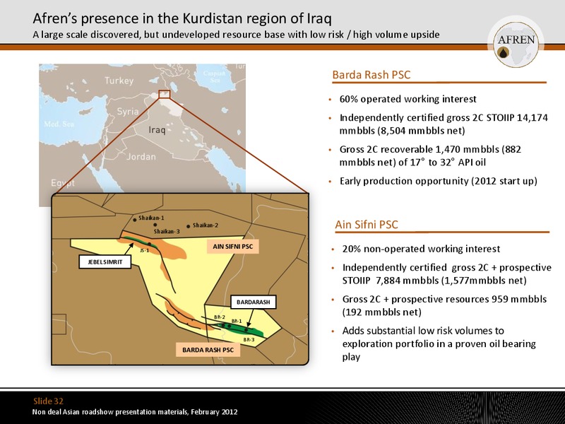 NON DEAL ASIAN ROAD SHOW PRESENTATION MATERIALS – Afren Plc – slide 31