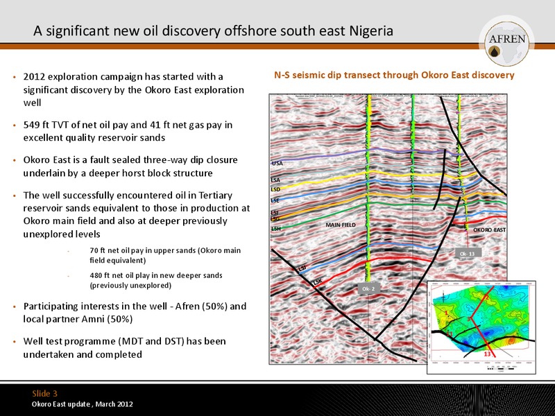 Okoro East Update Well Test Results – Afren Plc – slide 2