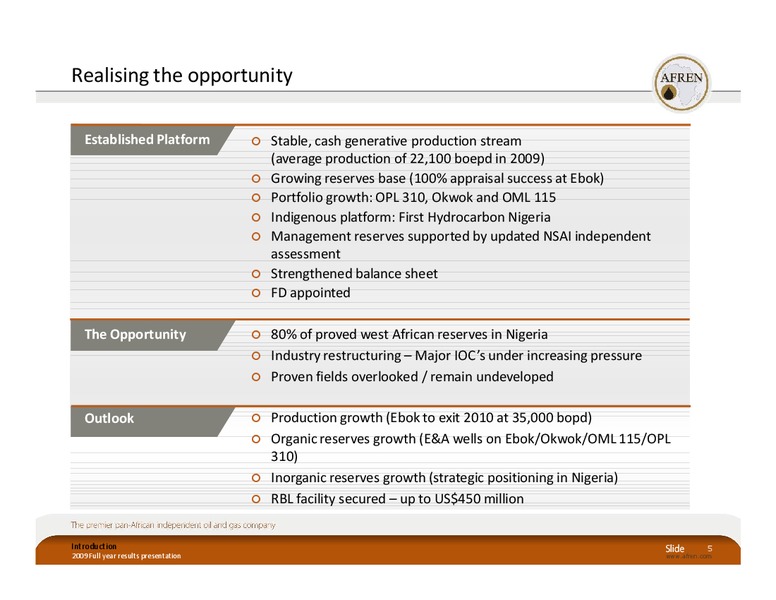 2009 Full Year Results – Afren Plc – slide 4
