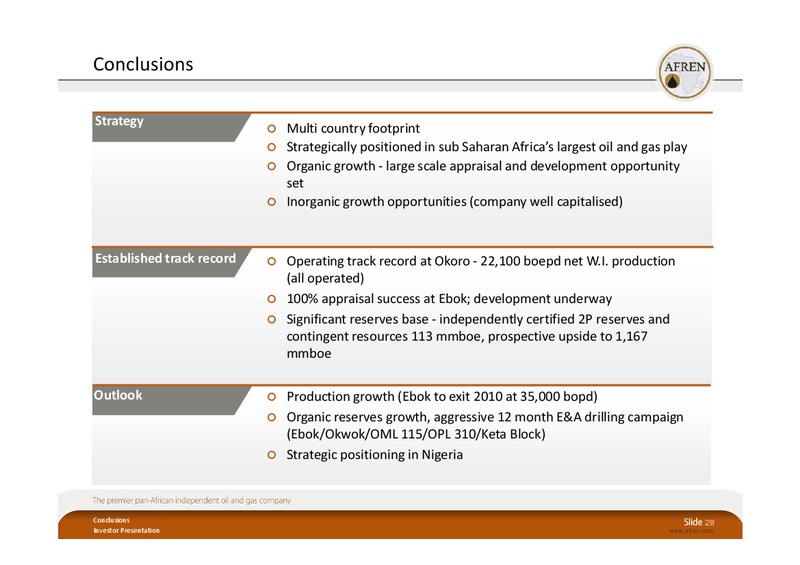 BAML London EP Conference 2010 – Afren Plc – slide 27