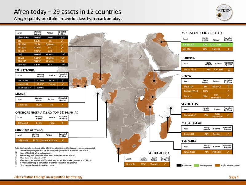 10th Annual Acquisition and Divestiture Summit – Afren Plc – slide 3