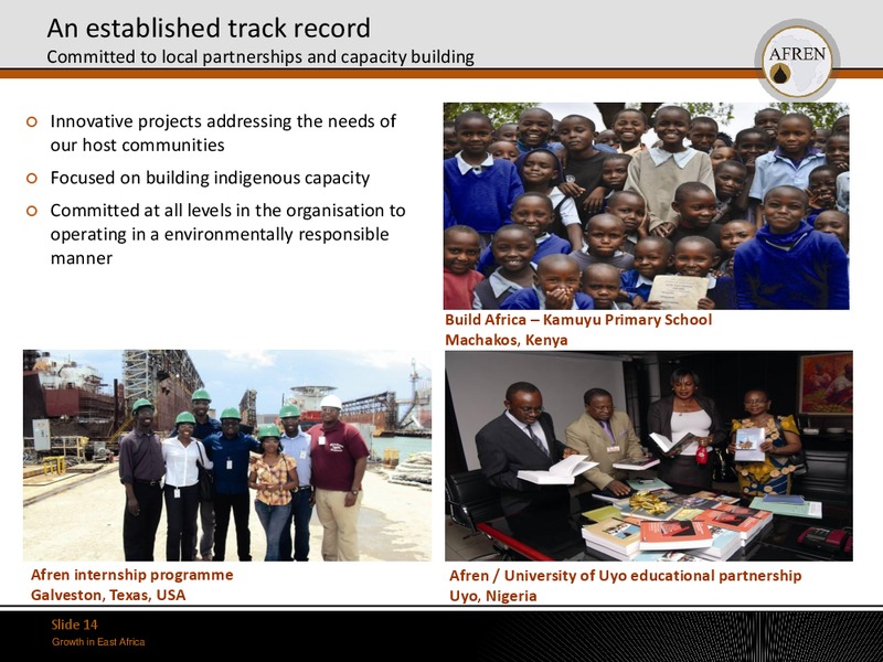 May 2011 Investor Presentation – Afren Plc – slide 13