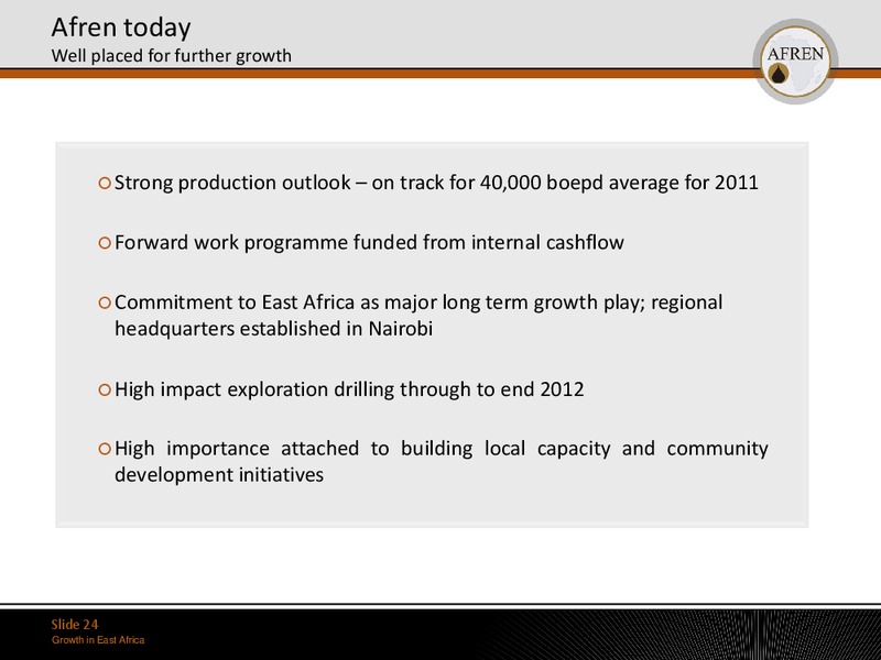 May 2011 Investor Presentation – Afren Plc – slide 23
