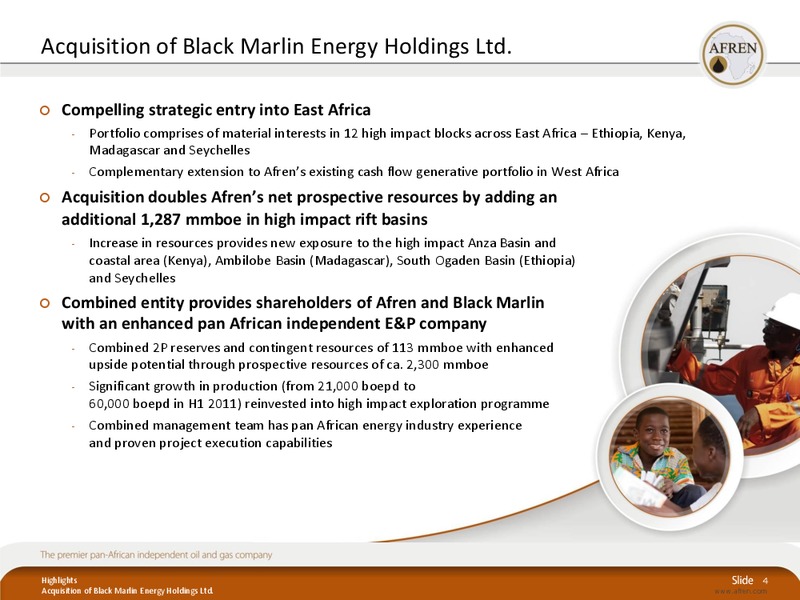 Acquisition of Black Marlin Holdings Ltd – Afren Plc – slide 3