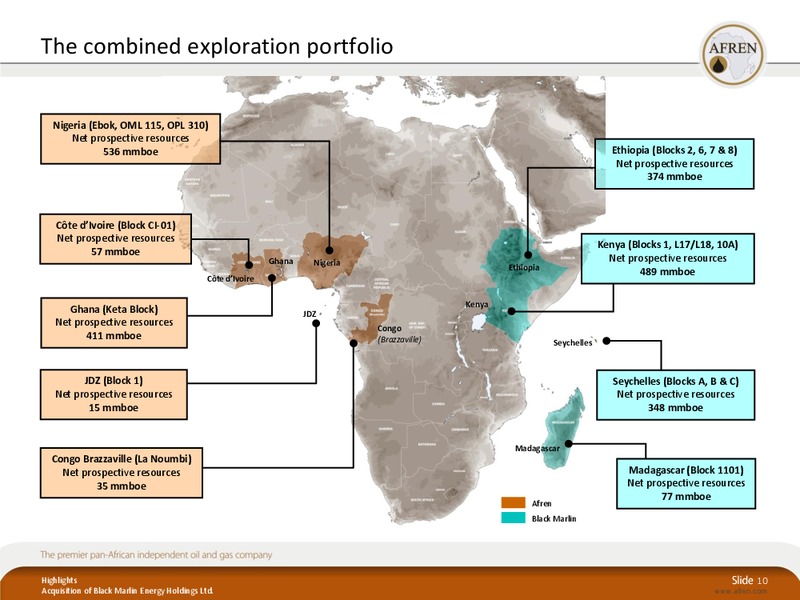 Acquisition of Black Marlin Holdings Ltd – Afren Plc – slide 9