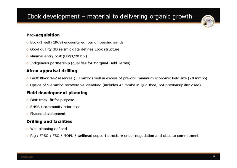 Ebok Capital Markets Presentation – Afren Plc – slide 5