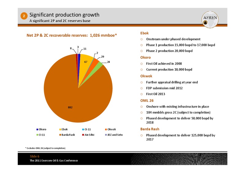 The 2011 Enercom Oil and Gas Conference – Afren Plc – slide 5