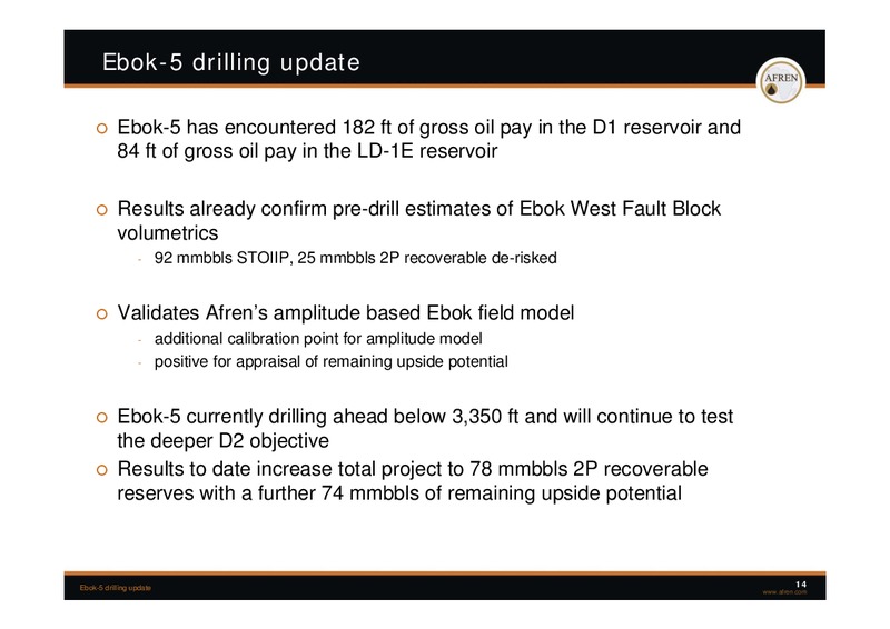 November 2009 Investor Presentation – Afren Plc – slide 13