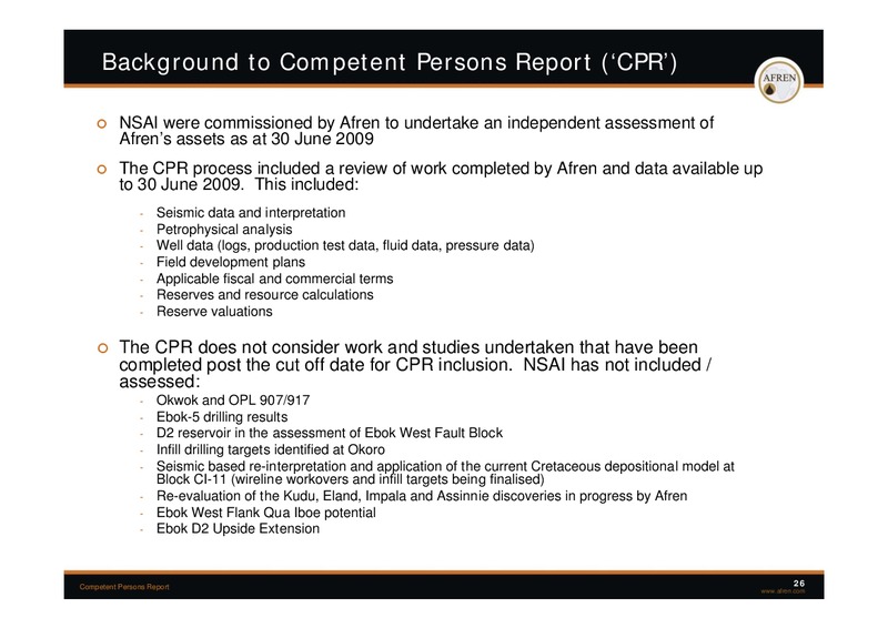 November 2009 Investor Presentation – Afren Plc – slide 25