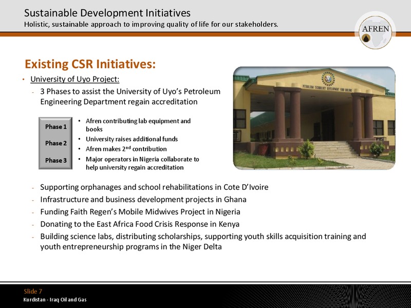 November 2011 Investor Presentation – Afren Plc – slide 7