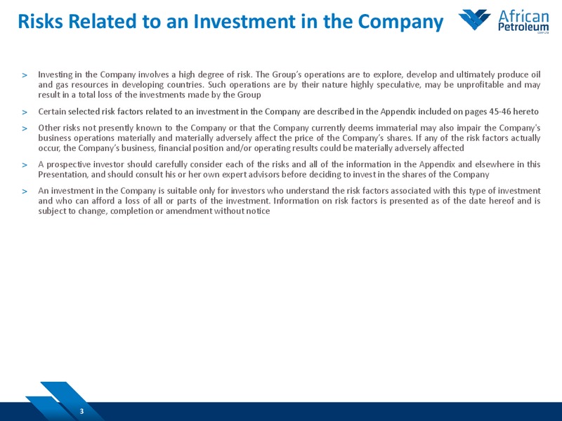 February 2015 Investor Presentation – African Petroleum – slide 2