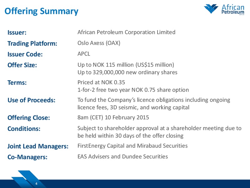 February 2015 Investor Presentation – African Petroleum – slide 3