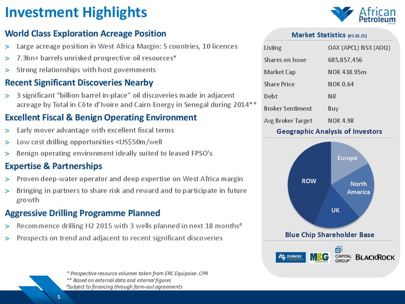February 2015 Investor Presentation – African Petroleum – slide 4