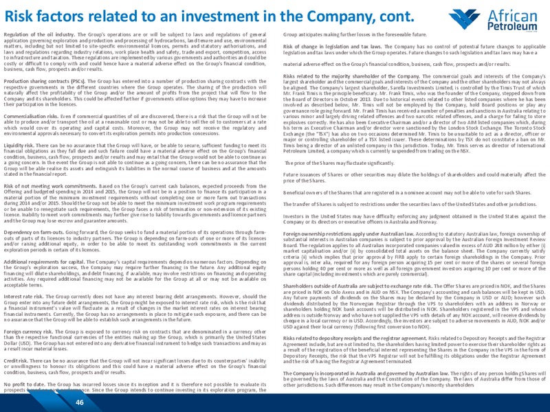 February 2015 Investor Presentation – African Petroleum – slide 43