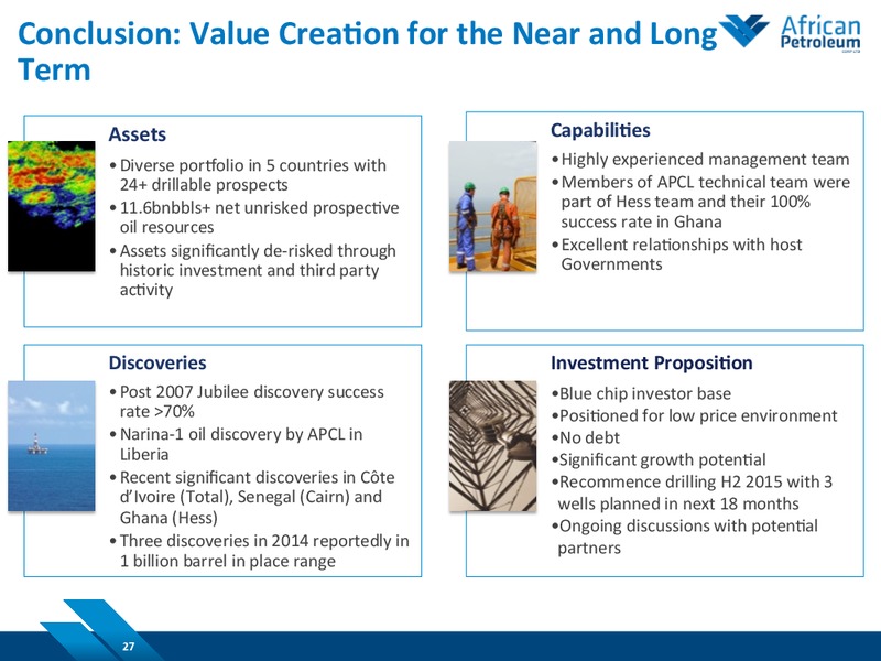 March 2015 Investor Presentation – African Petroleum – slide 26