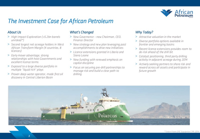 PARETO EP INDEPENDENTS CONFERENCE – African Petroleum – slide 2