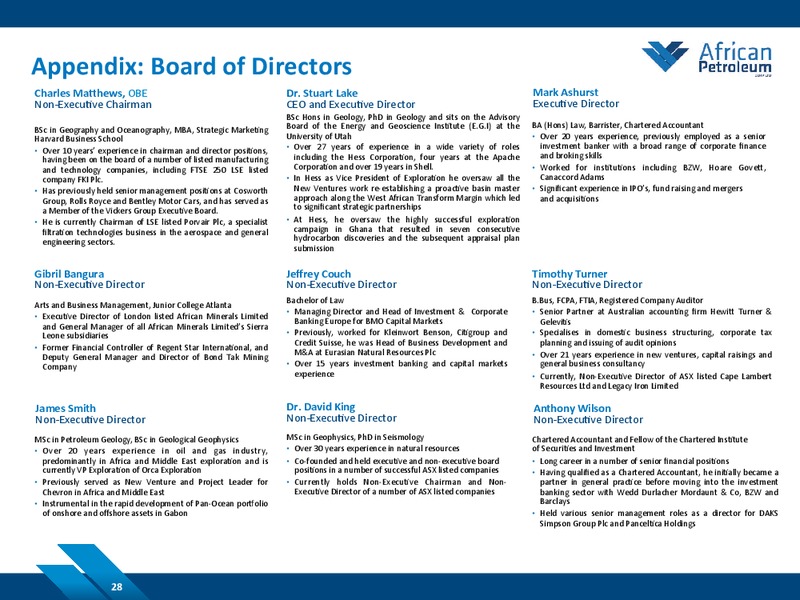 MAY 2014 CORPORATE PRESENTATION – African Petroleum – slide 28