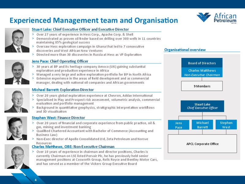 JUNE 2014 COMPANY PRESENTATION – African Petroleum – slide 4