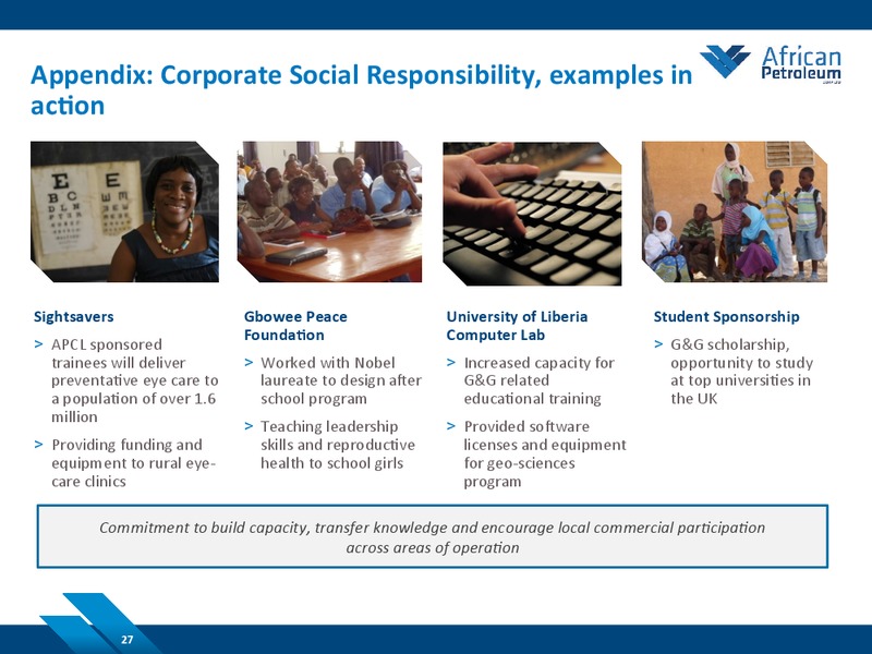 JUNE 2014 COMPANY PRESENTATION – African Petroleum – slide 27
