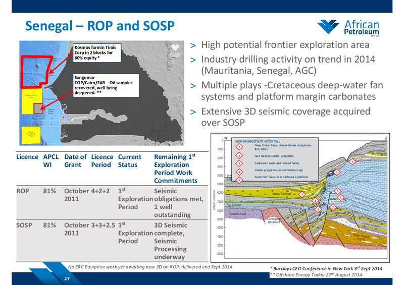 SEPTEMBER 2014 COMPANY PRESENTATION – African Petroleum – slide 26