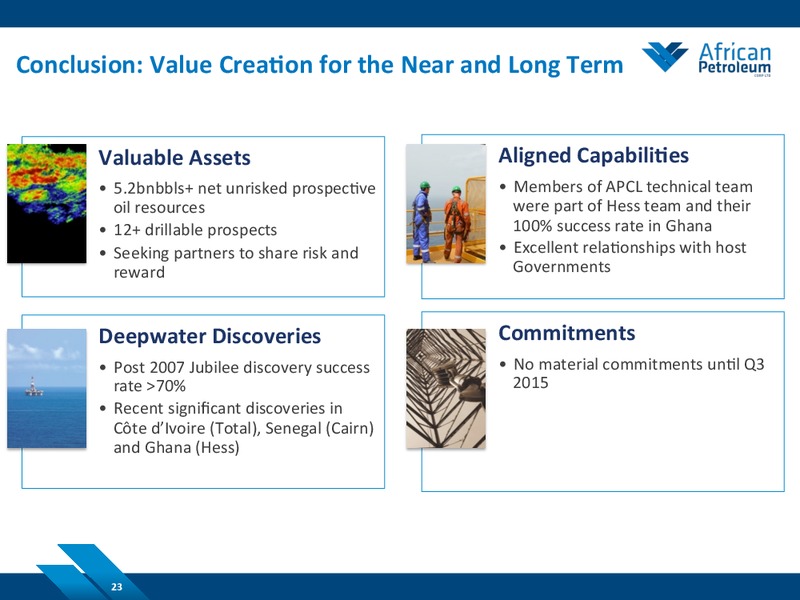 NOVEMBER 2014 COMPANY PRESENTATION – African Petroleum – slide 22