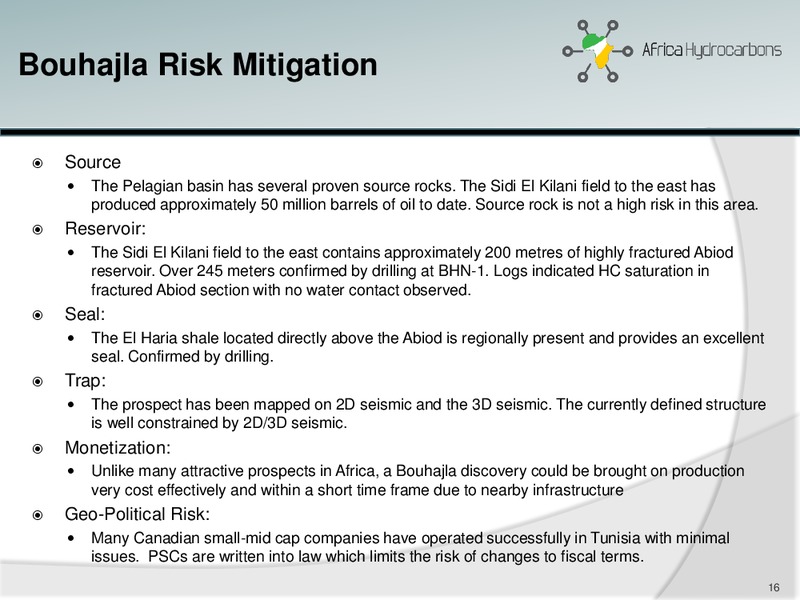 April 2014 Investor Presentation – Africa Hydrocarbons Inc. – slide 15