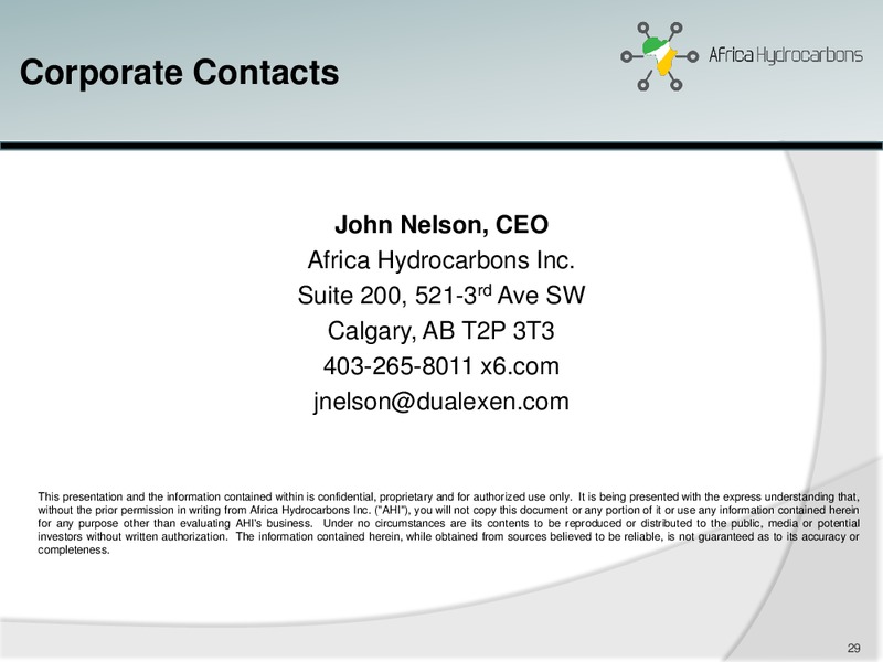 April 2014 Investor Presentation – Africa Hydrocarbons Inc. – slide 28