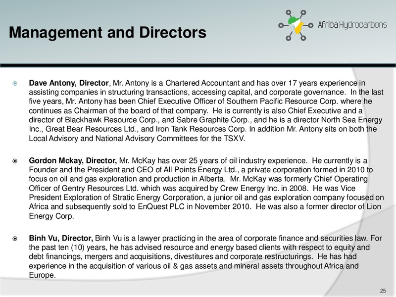 August 2014 Investor Presentation – Africa Hydrocarbons Inc. – slide 24