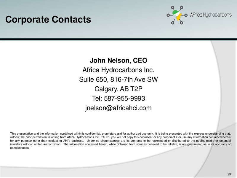 August 2014 Investor Presentation – Africa Hydrocarbons Inc. – slide 28