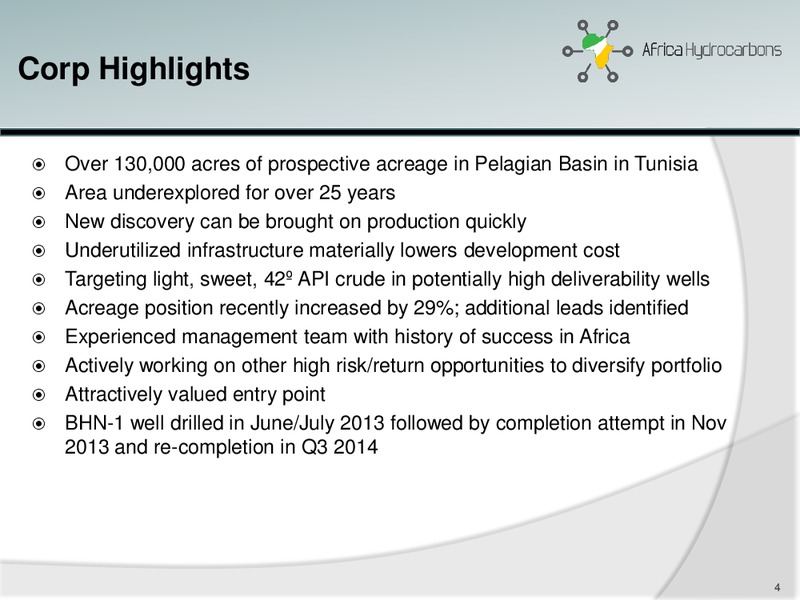 INVESTOR PRESENTATION – Africa Hydrocarbons Inc. – slide 3