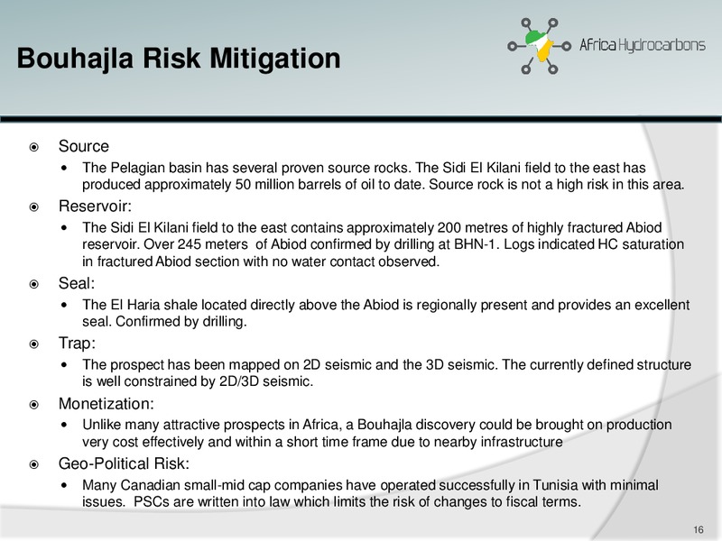 INVESTOR PRESENTATION – Africa Hydrocarbons Inc. – slide 15