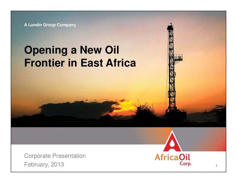 CORPORATE PRESENTATION – Africa Oil Corp. – slide 1