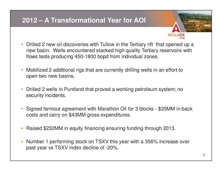 CORPORATE PRESENTATION – Africa Oil Corp. – slide 2