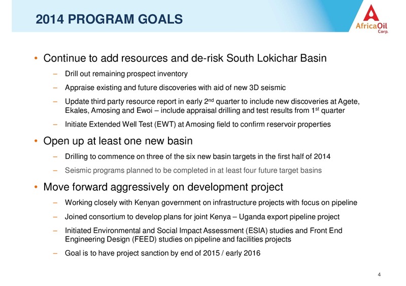 JUNE 2014 CORPORATE PRESENTATION – Africa Oil Corp. – slide 4