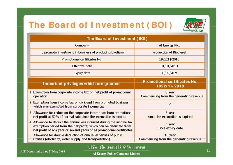 Q1 2014 RESULTS – AIE – slide 11