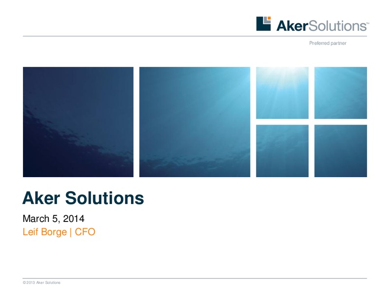 INVESTOR PRESENTATION – Aker Solutions – slide 1