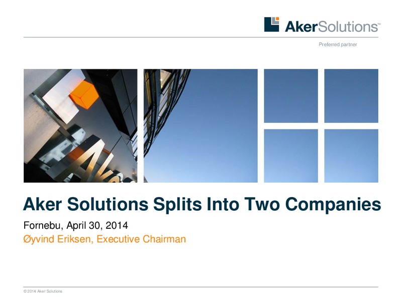 INVESTOR PRESENTATION – Aker Solutions – slide 1